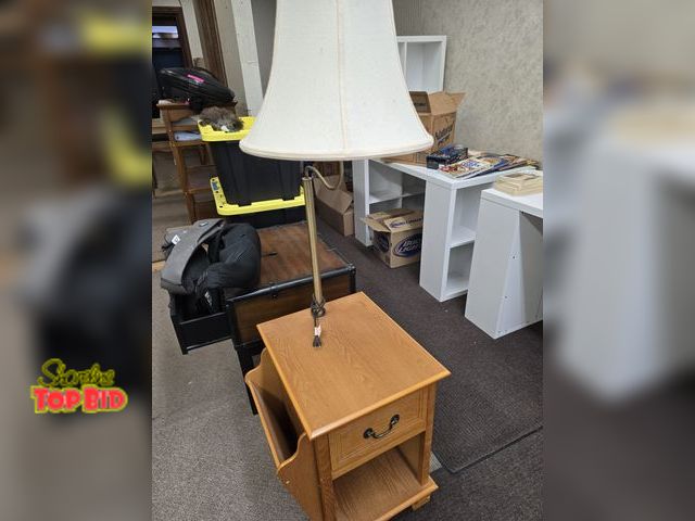 Lot 59-76036 - End table with lamp  and drawer and magazine holder 19x18 ..23 with table and 34 with lamp