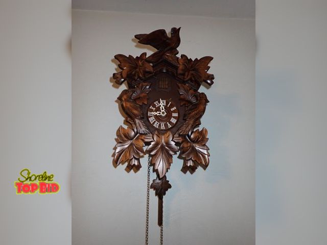 Lot 59-43490 - Traditional German Black Forest Cuckoo Clock Extensive Carvings Typically Made from Linden Wood and ...