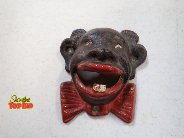 Lot 59-33333 - Vintage Cast Iron Black Americana 1940s Wall Mount Bottle Opener