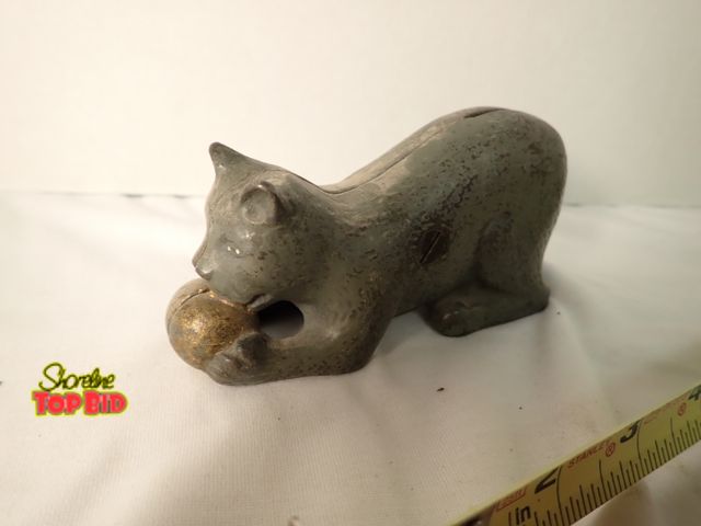 Lot 59-21162 - Antique Cast Iron "Cat with Ball" Still Bank A.C. Williams, Ca. 1905, Est. Value $200 - $300+. Near ...