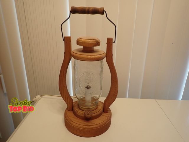 Lot 59-39108 - Rustic Wooden Electric Lantern, Handmade, Very Cute