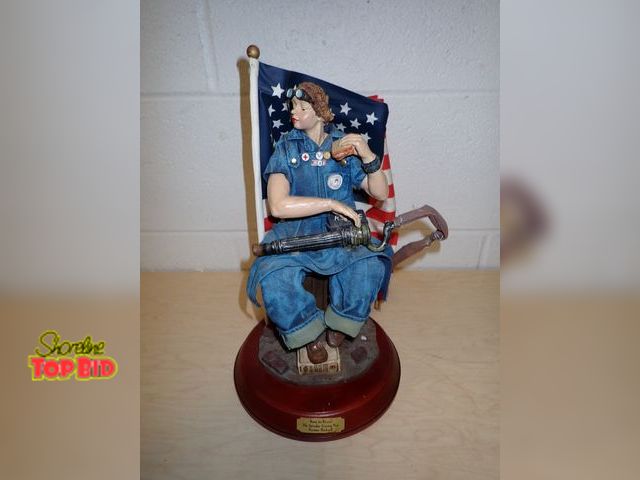 Lot 59-13049 - 12" tall "Rosie The Riveter" Statue Type Vignette of the Famous WWII Heroine Construction Worker as ...