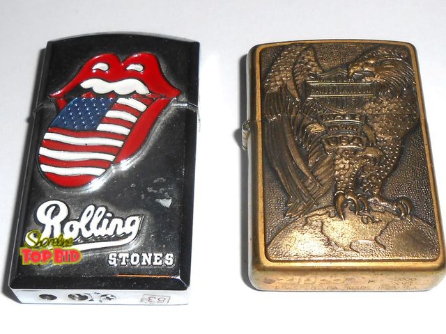 Lot 59-73880 - 1 Zippo Harley Davidson Lighter and 1 Rolling Stones RSTE Lighter