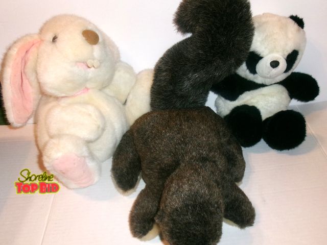 Lot 59-74478 - Too cute! 3 Furry vintage hand puppets - no flaws - clean
