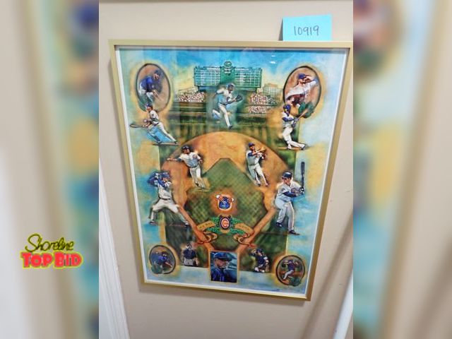 Lot 59-10919 - Framed (Metal) Print Commemorating the Chicago Cubs Baseball Team Historic 2016 World Series Victory...