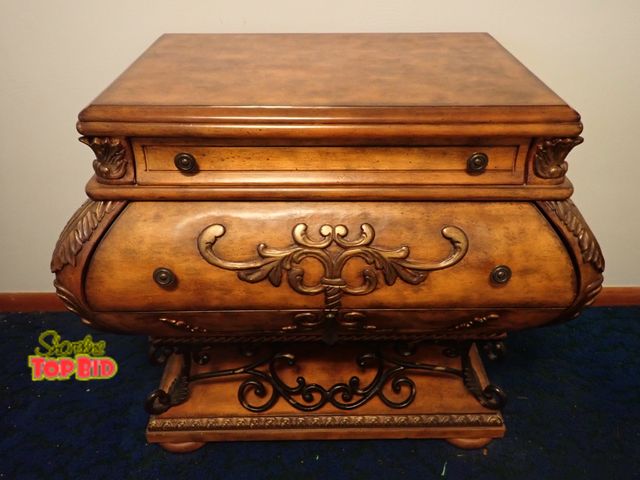 Lot 59-43476 - Wood Bombe Style Accent Chest by Ashley Furniture 35" W x 32" H x 21" D