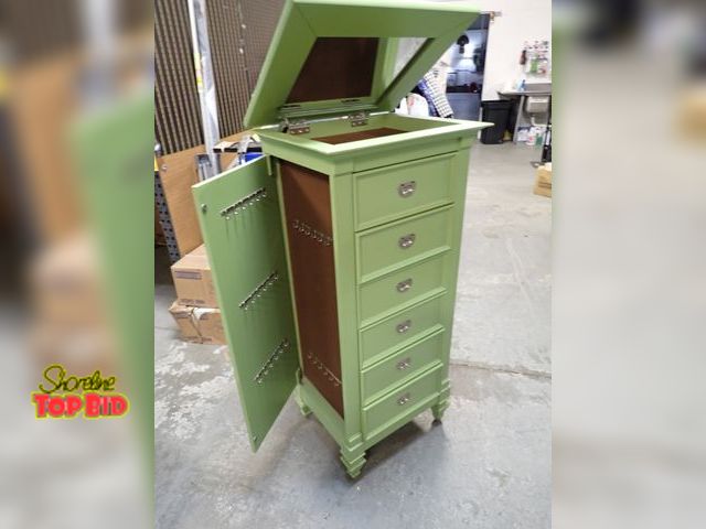 Lot 59-43217 - 6 Drawer Jewelry Chest W/ Side Door &amp; Flip Top Mirror Lid - 54 x 19 x 16