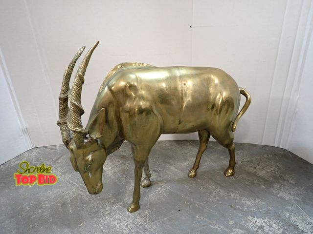 Lot 59-10196 - Vintage Yellow Brass Ibex Sculpture 14" x 16"