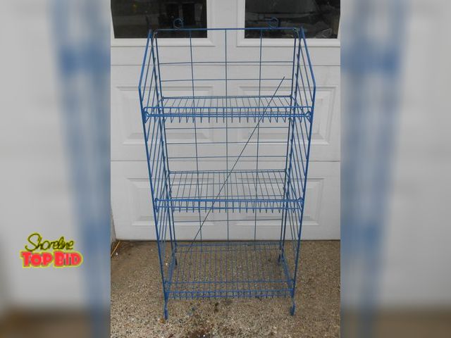 Lot 59-73976 - Commercial 3 Shelf Foldable Wire Rack. Measures 50' H X 24" W.