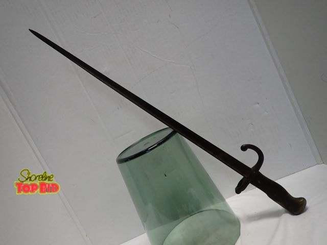 Lot 59-10417 - Rare Find 1880 French Gras Sword/Bayonet with T-Blade. Fits French Built Action Rifles, 15 1/2" long