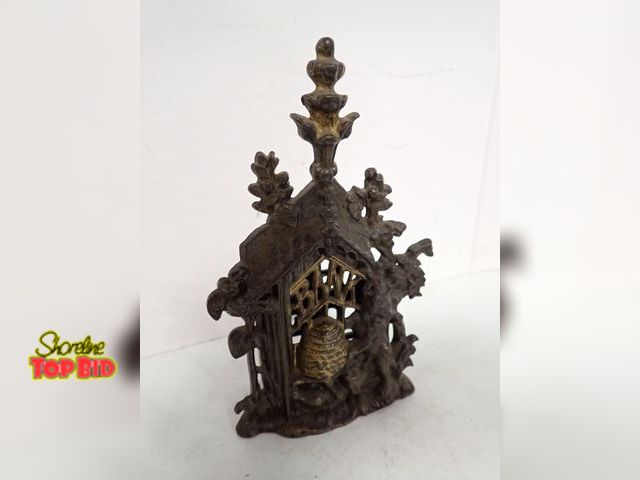 Lot 59-10290 - Antique Cast Iron Bank Sydenham &amp; Mcoustra Bear Stealing Honey Scene 7" x 4 1/4"