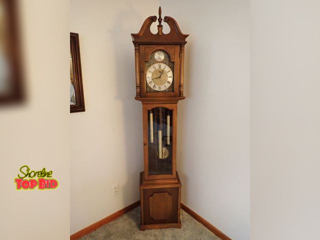Lot 59-43078 - Ridgeway Fruitwood Long Case Clock, Grandfather Clock, Approximately 72" tall