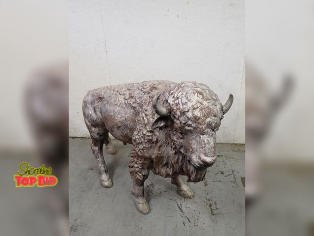 Lot 59-10128 - Bison Sculpture, Rustic Home or Garden Decor Cast Aluminum 33" x 48" x 12". Estimated value $400.00 ...