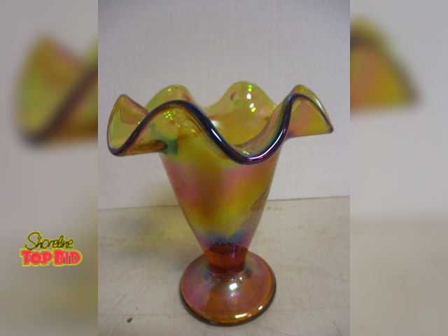 Lot 59-42010 - Fenton Iridescent Marigold Carnival Glass Trumpet Vase