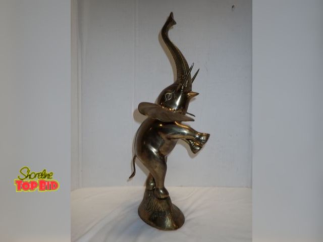 Lot 59-10212 - Large Brass Elephant Statue 21" tall