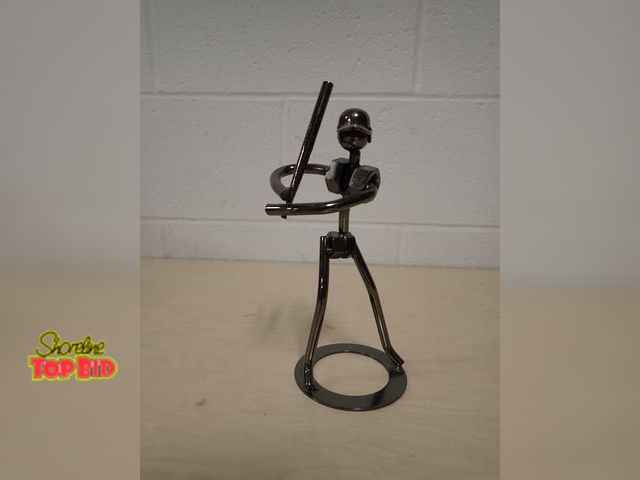 Lot 59-41001 - Baseball Player Metal Hardware Handcrafted Sculpture