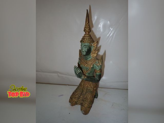 Lot 59-14486 - Art Nouveau Gilt Bronze Thai Teppanom Temple Guardian Statue 9" tall