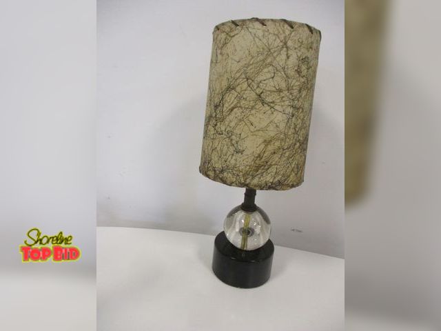 Lot 59-20004 - Vintage Mid-Century Modern Accent Table Lamp featuring a Round Crystal Ball Accent and Dark Base and...