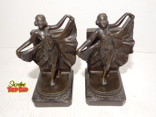 Lot 59-10112 - Pair of Antique Bookends Depicts Loie Fuller, a Pioneering American Dancer of the Art Deco and Art N...