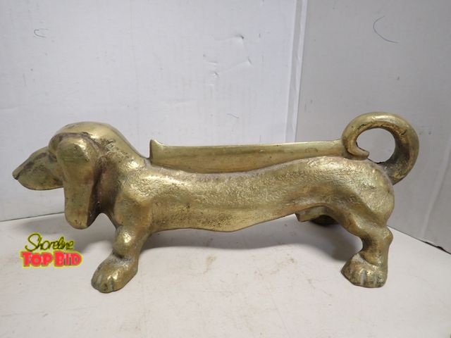 Lot 59-14304 - Antique-Style Brass Dachshund Boot Scrape, early 20th Century, 15" long