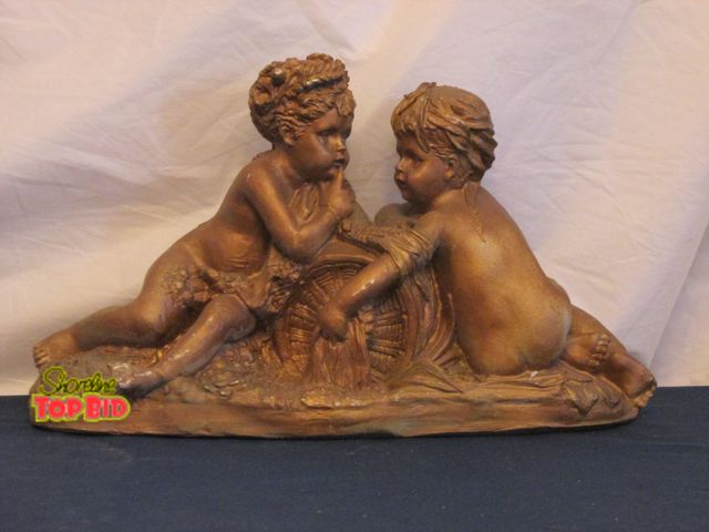 Lot 59-10066 - 15"L countertop scene of two toddlers, good condition