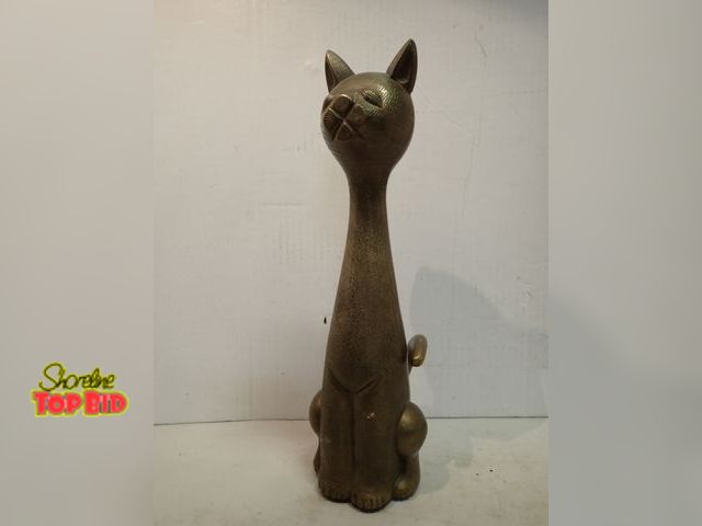 Lot 59-14389 - Vintage Brass Cat 15 1/2" tall "Seated Cat"