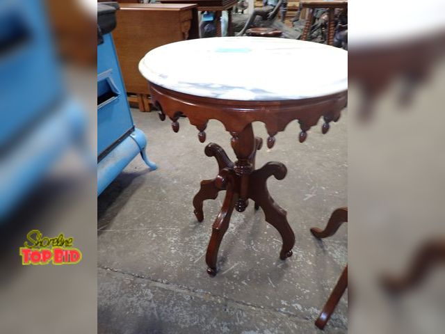 Lot 59-10078 - Rare Pedestal Antique Marble Top Parlor Table Victorian Era 28 1/2" x 22" Diameter