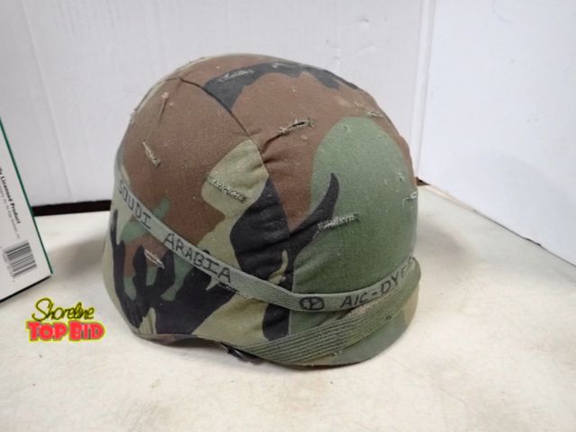 Lot 59-41277 - Vintage U.S. Military Unicor M2 Helmet with Woodland Camo Cover, Heavy Duty, Appears to be Used in S...