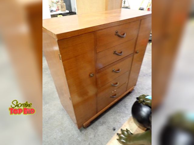 Lot 59-33244 - Mid-Century Armoire (2 Cedar Doors, 5 Drawers)