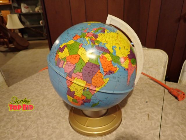 Lot 59-43158 - Mid-Century Metal Ohio Art Company Tin Litho World Globe 12" x 9"
