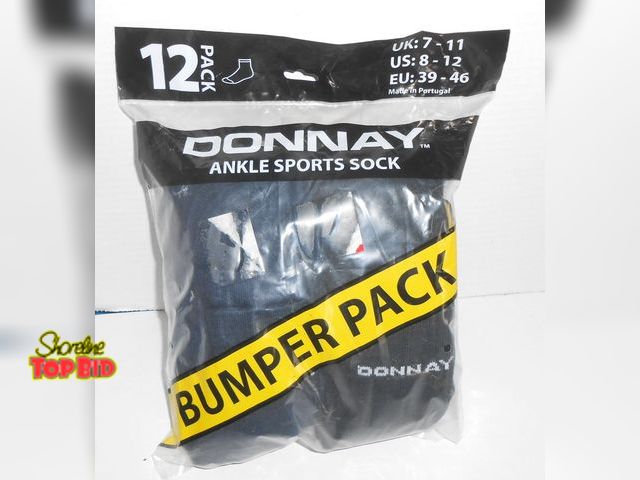 Lot 59-74287 - 1 Dozen Ankle Sport Socks - Gray &amp; Black - New in Package.
