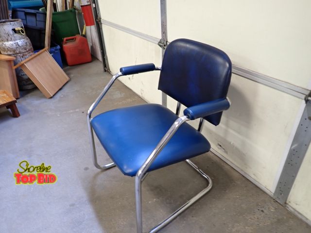 Lot 59-30159 - Very Comfortable Mid-Century Turquoise Chair with a Chrome Frame - No rips or tears, frame has had r...