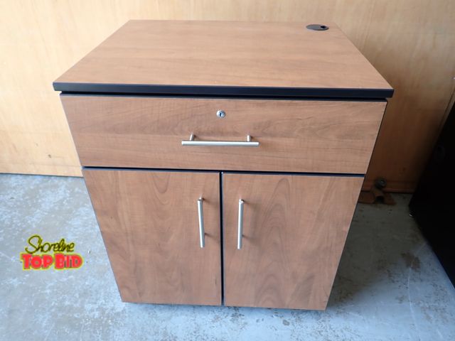 Lot 59-20021 - Cabinet with Locking Drawer, has key, one shelf, double doors, data cable ready. Very Sturdy 28" wid...