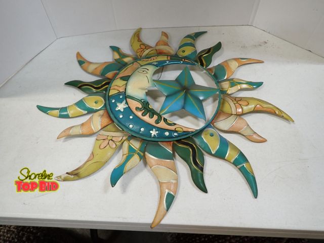 Lot 59-43170 - Metal Multi Color Indoor/Outdoor Sun And Moon Wall Decor