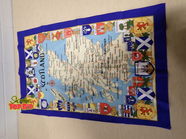 Lot 59-13077 - New Cloth Map/Wall Hanging of Scotland - Very Vibrant Colors, Measures 18 1/2" x 30", Can Easily be ...