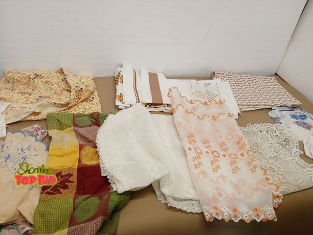 Lot 59-71019 - Vintage Lace Linen Lot Table Runners Doilies Crocheted Dresser Scarves