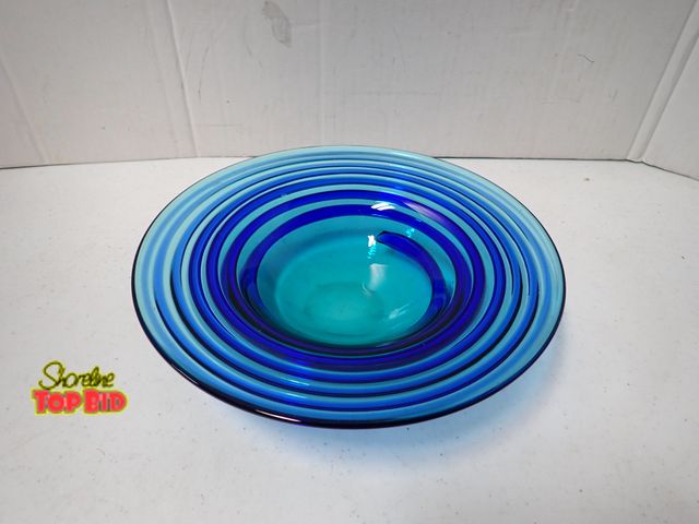 Lot 59-21516 - Hand Crafted Art Glass Bowl, Concentric Ridged or Swirled Step Design, Very Beautiful - No Chips or ...