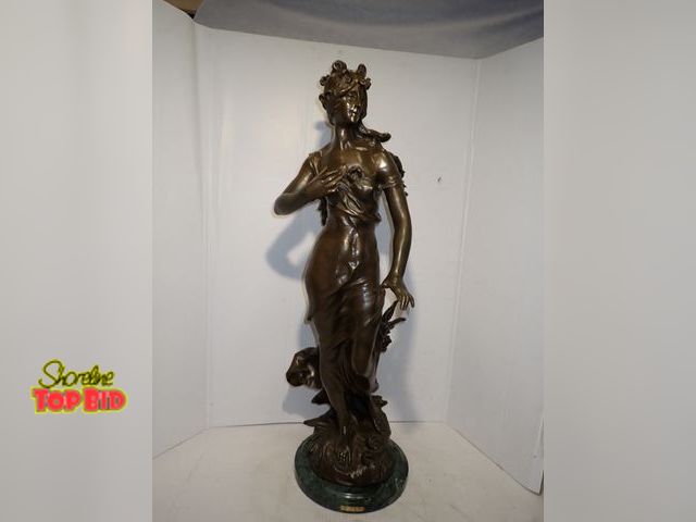 Lot 59-10139 - Bronze Sculpture titled "Woman in Wind" by Louis Auguste Moreau. The Moreau Family was a renowned dy...