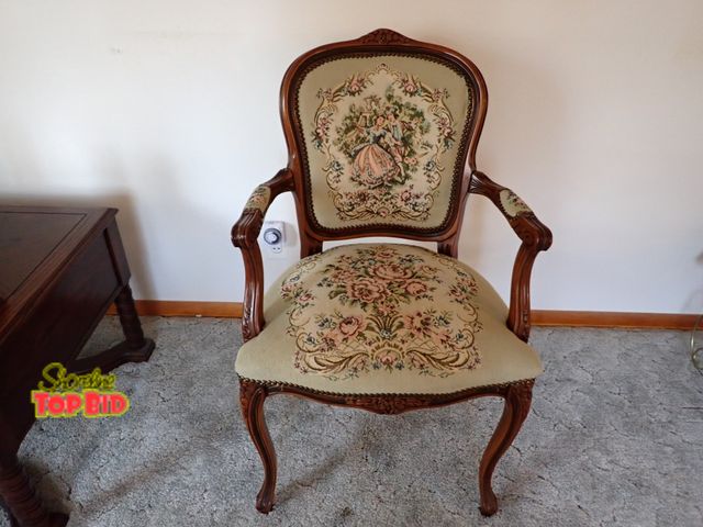 Lot 59-43092 - Antique French Louis XV Style Armchair 1920s, Very Nice Carved Detail - Beautiful - Pet &amp; Smoke ...