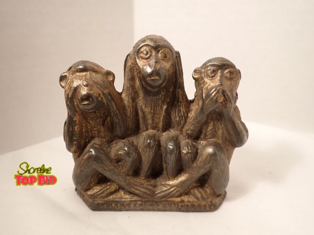 Lot 59-13113 - Antique Cast Iron Three Wise Monkeys Still Bank by A.C. Williams Circa 1910-1912, Value $25 - $90, 3...