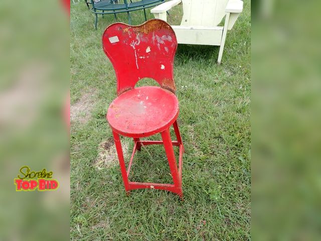 Lot 59-21284 - 1940s Red Metal Stool