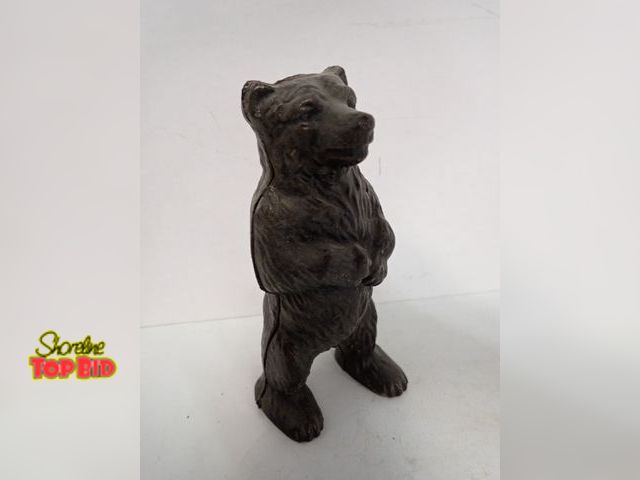 Lot 59-10302 - Antique Cast Iron Standing Brown Bear Coin Bank 6" tall, Ca. 1880