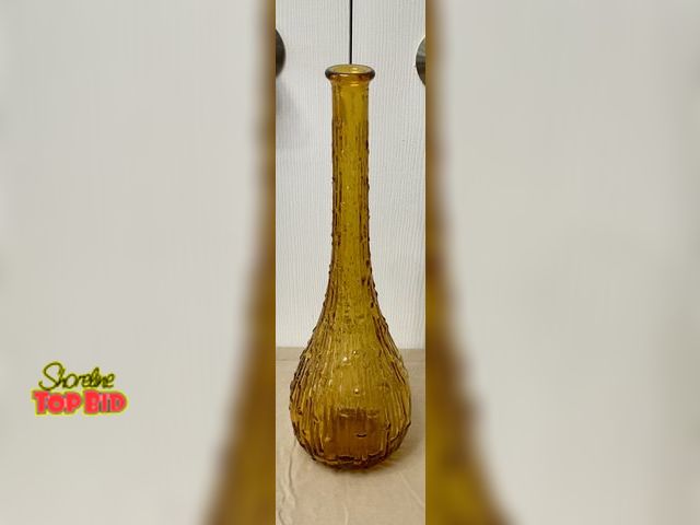 Lot 59-83042 - Vintage Empoli amber wax drip genie bottle- large- excellent condition with no issues.