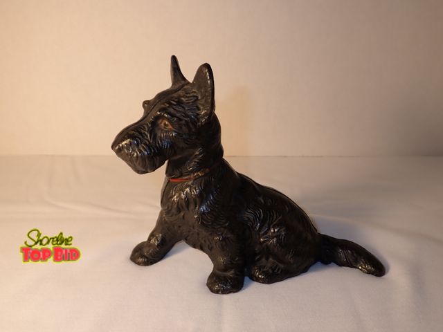 Lot 59-20210 - Antique Cast Iron Scotty Dog Bank by Hubley, 1930, Ext. Value $125 - $200, 4 1/2" x 6"