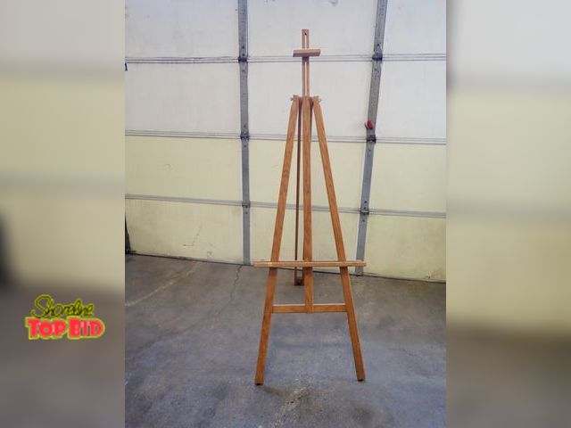 Lot 59-21082 - Large Wooden Easel - 78" tall, front rail for painting/holding pictures is 48" - adjustable