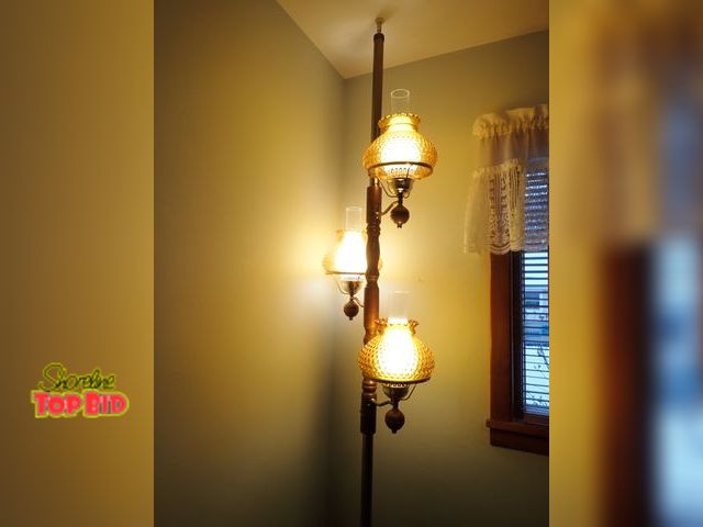 Lot 59-43499 - Mid-Century Tension Pole Lamp - 1960s, 3 Light Brass - Rare Find!