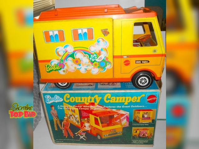 Lot 59-73973 - Vintage 1970 Mattel Barbie Country Camper &amp; Box = Both show wear - Too Cool!