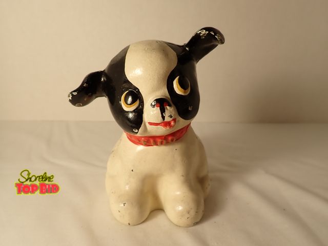 Lot 59-20182 - Antique Hubley Cast Iron "Fido" Still Bank 1914, Est. Value $60 - $190+, 5" tall