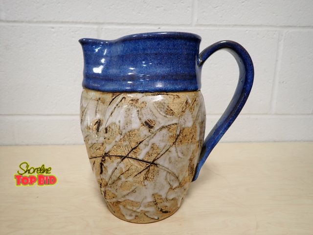 Lot 59-33154 - Ringquist Pottery, Wheel-Thrown Stoneware and Hand-Carved Leaf or Feather Design Signed on Bottom, H...