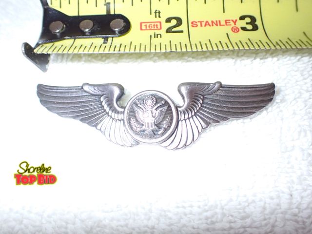 Lot 59-43502 - World War II Army Air Crew Sterling Wing Pin Collectible Uniform Badge 3" long